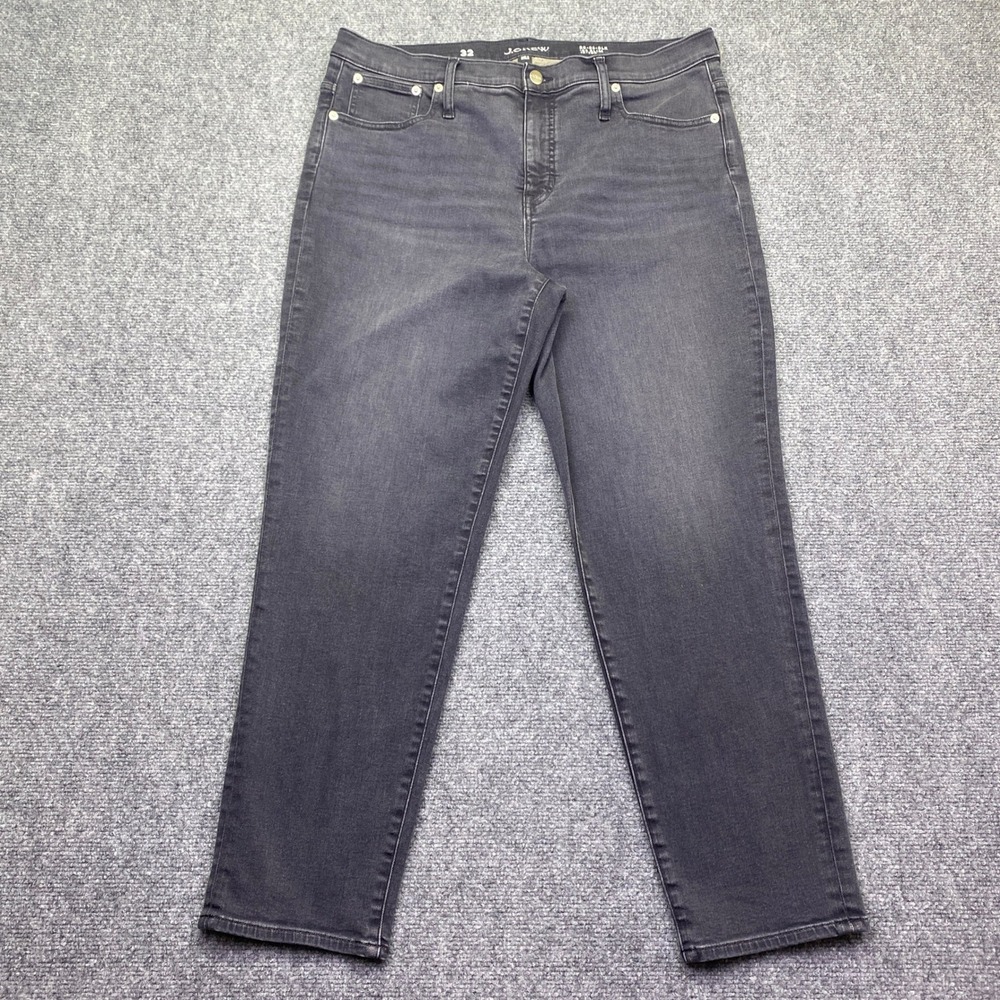 J.Crew 03 Slim Straight‎ Leg Jeans Womens 32 Faded Black CF500 High Rise Stretch